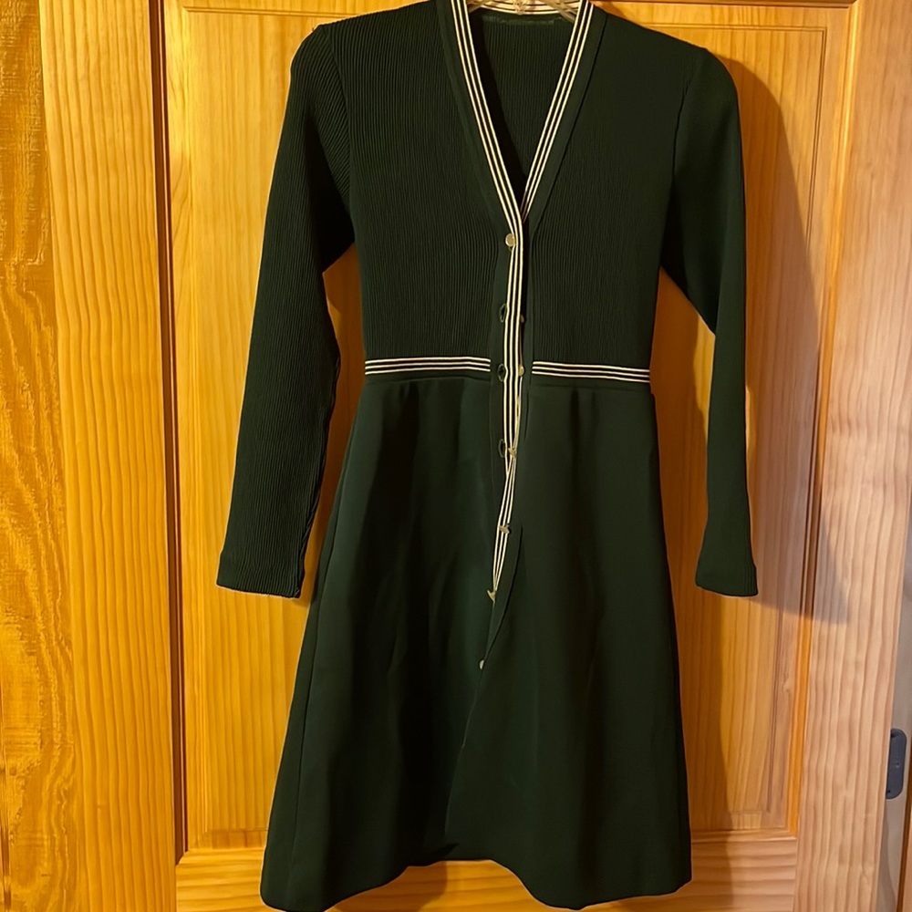 Vintage green long cardigan or dress Retro Pinup